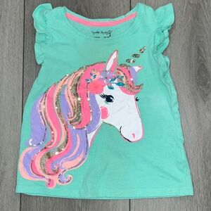 Cynthia Rowley Mint Unicorn Tee with Pink and Purple Accents